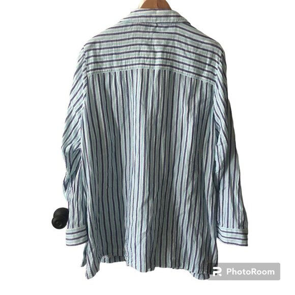 Soft Surroundings Blouse Aqua Blue Stripe Escambia Gauze Tunic Shirt Size 3X - Picture 3 of 13